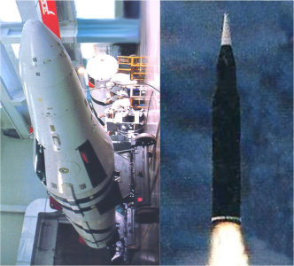 A DF-21 on the left. A DF-31 on the right.